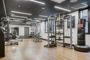 Fitnesscentret og/eller fitnessfaciliteterne på FiDi 1BR w luxury Gym Doorman Rooftop NYC-13