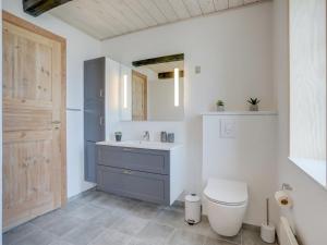 ein Bad mit einem WC und einem Waschbecken in der Unterkunft Holiday Home Nita - 24km from the sea in Western Jutland by Interhome in Højer