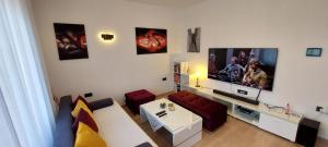 Televízia a/alebo spoločenská miestnosť v ubytovaní Apartman Perunika