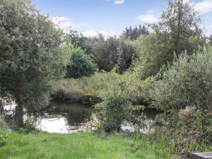 a river in a field with trees and grass at Holiday Home Terese - 45km from the sea in Western Jutland by Interhome in Grindsted