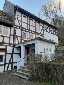 an old house with a half timbered at Haus an der Werbe (studio) in Waldeck