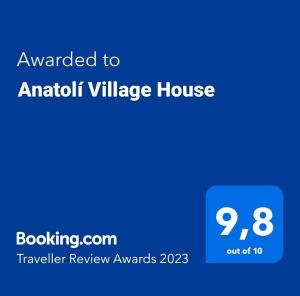 Anatolí Village House tanúsítványa, márkajelzése vagy díja