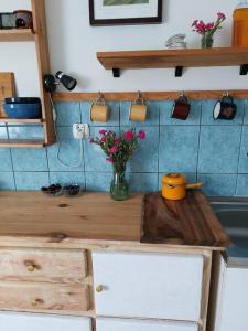 A kitchen or kitchenette at Dom Podróżnika -aktywne wakacje