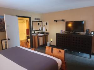 a bedroom with a bed and a flat screen tv at Canyons Lodge- A Canyons Collection Property in Kanab