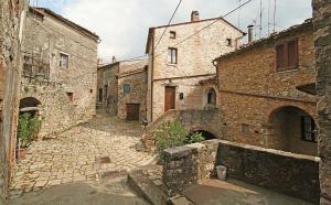 eine Gasse mit Steingebäuden in einer Altstadt in der Unterkunft Corte delle Oche in Semproniano