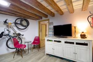 salon z telewizorem i rowerem wiszącym na ścianie w obiekcie Cathedral Two Bedrooms Apartment w Kadyksie