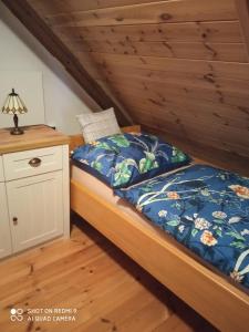 a bedroom with a bed and a dresser in a room at Pension Fanlor in Zubčická Lhotka