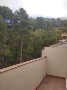 einen Balkon mit Blick auf die Bäume in der Unterkunft Casa Miriam II in Arroyo Frio