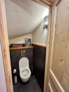 a small bathroom with a toilet in a room at Megeve centre in Megève