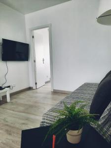 una camera con letto e TV a parete di Faro Casa da Baixa a Faro