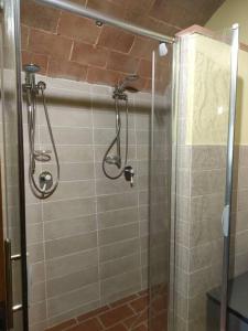 a shower in a bathroom with a glass door at L'Oliviera, Pari in Pari