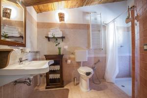 a bathroom with a toilet and a sink and a shower at La Magara in Civita