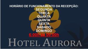 a poster for the hotel aurora with the names of the hotels at Hotel Aurora in Alagoinhas