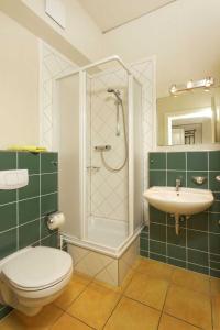 a bathroom with a toilet and a sink and a shower at Villa Maria Wohnung 04 in Ostseebad Koserow