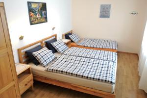 two beds sitting next to each other in a room at Apartma Andrej in Rateče