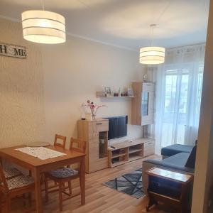 Televízia a/alebo spoločenská miestnosť v ubytovaní Apartament na Wydmie Ustka