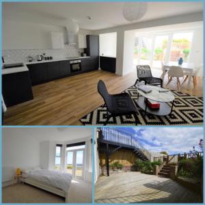 eine Küche und ein Wohnzimmer in einem Haus in der Unterkunft Seadream Luxury Holiday Home with Hot Tub Sleeps 6 in Scarborough