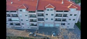 an overhead view of a building with red roofs at Apartman Exclusive in Obrenovac