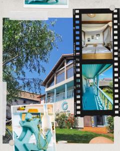 a collage of photos of a house at ZEN Eco Villa in Sfântu Gheorghe