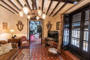 托萊多的住宿－Finca casa rural de la Mata，带沙发和电视的客厅