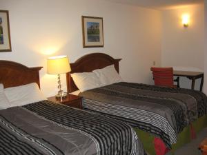 a hotel room with two beds and a lamp at Royal City Motor Inn in Brooks