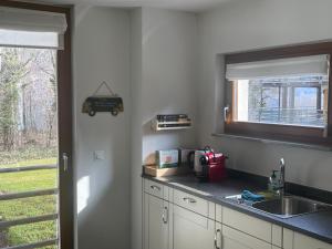 Kuchyň nebo kuchyňský kout v ubytování Wunderschöne Wohnung am See mit Sauna & Whirlpool