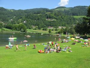 a large group of people on a field near a lake at Apartment Frank-2 by Interhome in Feldkirchen in Kärnten