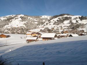 un pueblo cubierto de nieve en una montaña en Apartment Les Hivernants - EG links by Interhome, en Gstaad