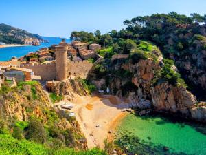 an aerial view of a village on a mountain at Apartment Naranja by Interhome in Tossa de Mar