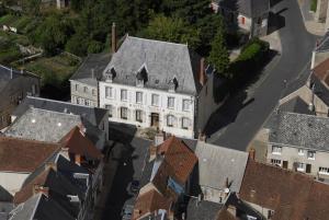 an aerial view of a building in a city at Hôtel du Berry in Aigurande