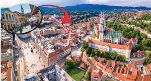 Výhľad na mesto Záhreb alebo výhľad na mesto priamo z apartmánu