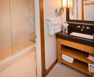 a bathroom with a sink and a shower at Osprey 303 in Beaver Creek