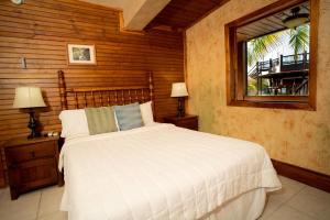 1 dormitorio con cama y ventana en Hacienda el Jibarito en San Sebastian