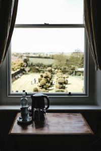 una ventana con vistas a una manada de elefantes en Mount Ephraim B&B, en Hernehill