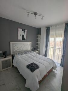 a bedroom with a large bed and a large window at San Juan nº10 in Jaén