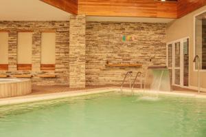 a swimming pool with a waterfall in a house at Los Robles Apart & Spa in San Carlos de Bariloche