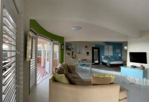 ein Wohnzimmer mit Sofa und ein Schlafzimmer in der Unterkunft Del Marie Studio Apt in Saint Philip