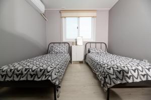 a bedroom with two beds and a window at Aha Stay in Gyeongju +44 photos
