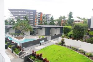 an aerial view of a house with a garden at Story Apartments in Brisbane