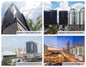 four different pictures of a city with buildings at The Blueprint @ Bangsar South Mid Valley in Kuala Lumpur