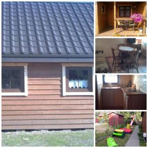 un collage de cuatro fotos de una casa en Rybacka chata, en Rusinowo