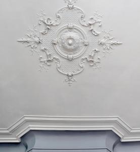 a white ceiling with a chandelier in a room at Maison ÉGLANTINE Historic 4 star with Air Conditioning in Carcassonne +12 photos