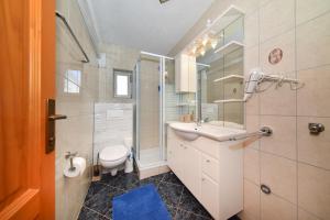 a bathroom with a sink and a shower and a toilet at Apartment Ivo Kaurinovic in Zaton +35 photos
