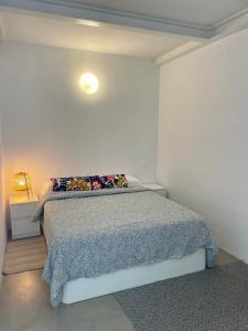 1 dormitorio con 1 cama en una habitación blanca en Casa Tortuga en Punta de Mujeres
