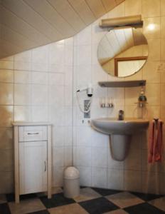 a bathroom with a sink and a mirror at Gasthof-Hotel-Löwen in Hechingen