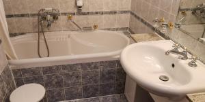 y baño con lavabo, bañera y aseo. en Kastélyhotel Sasvár Resort, en Parádsasvár
