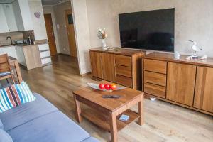 Televízia a/alebo spoločenská miestnosť v ubytovaní Al-Dom Apartamenty Wiśniowy Ogród z garażem