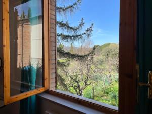 a window with a view of a tree at CASA SIMONETTA in San Gimignano