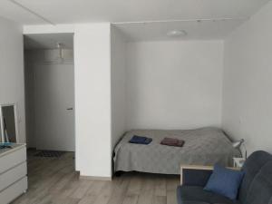 ein Schlafzimmer mit einem Bett und einem Sofa in der Unterkunft Savonlinna Holidays in Savonlinna