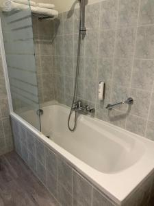 W łazience znajduje się wanna z prysznicem. w obiekcie Appartement Coeur de Ville w mieście Chinon